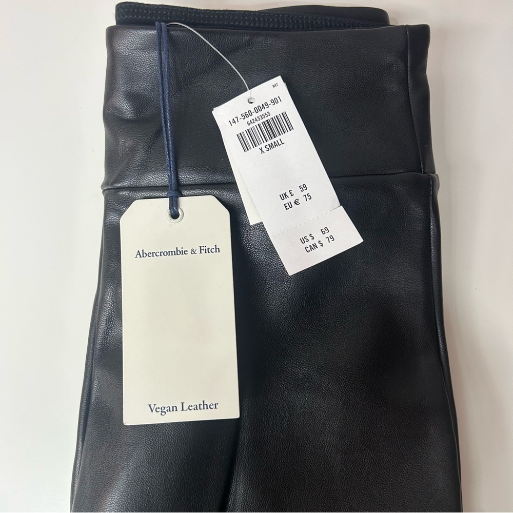Abercrombie & Fitch Faux Leather Legging XS Black Skinny Zip Ankle High Waist - Picture 3 of 6